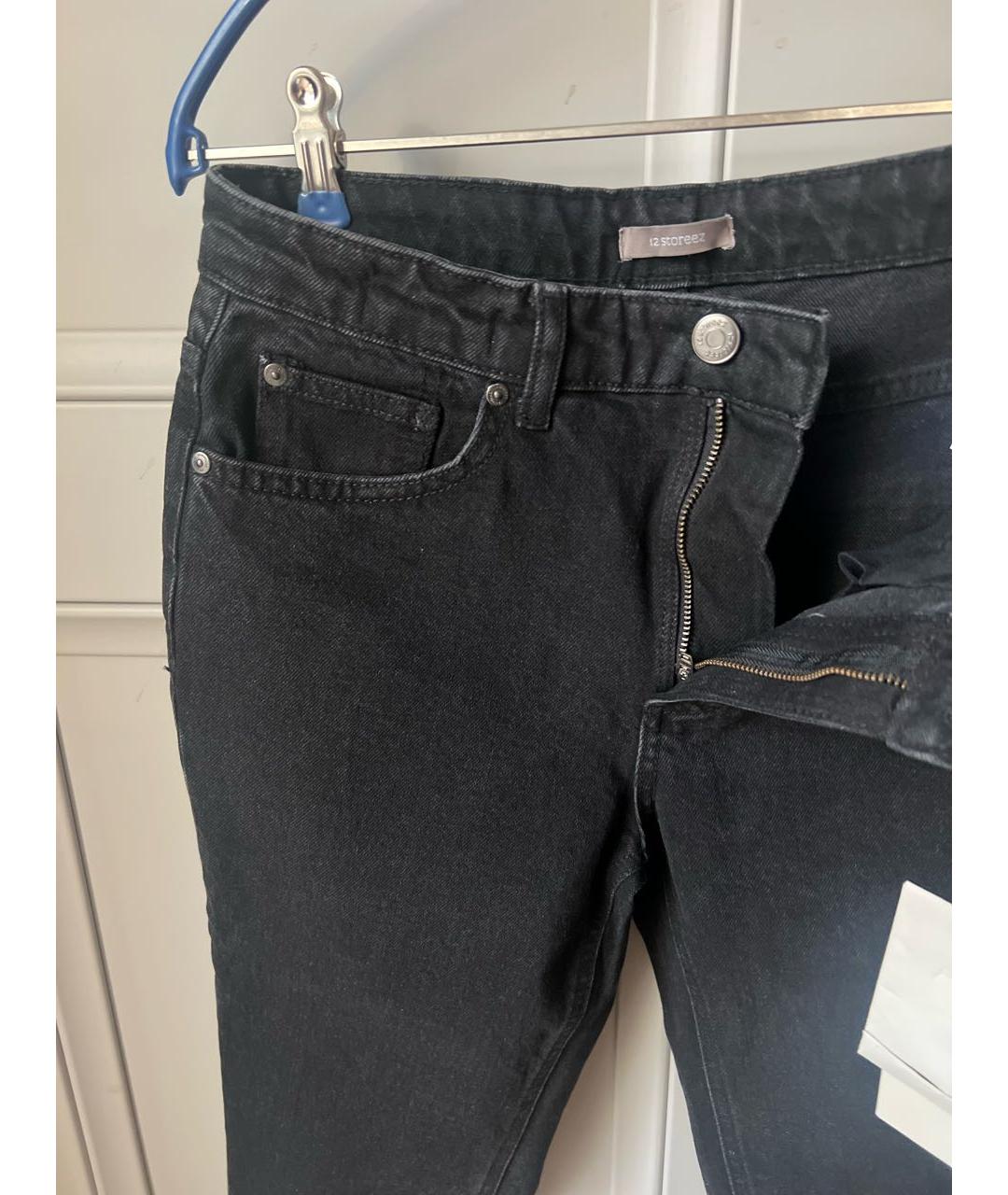 12 STOREEZ Черные хлопковые джинсы слим, фото 4