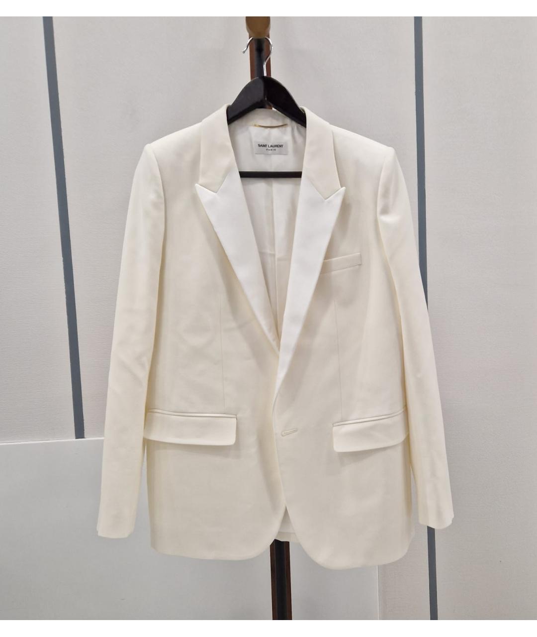 SAINT LAURENT Белый шерстяной жакет/пиджак, фото 3
