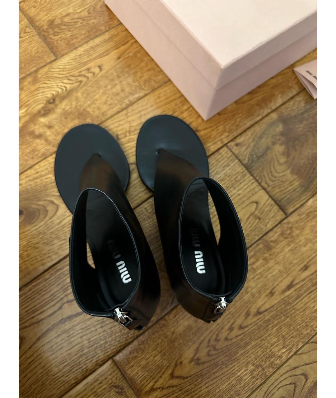 MIU MIU Черные кожаные босоножки, фото 6