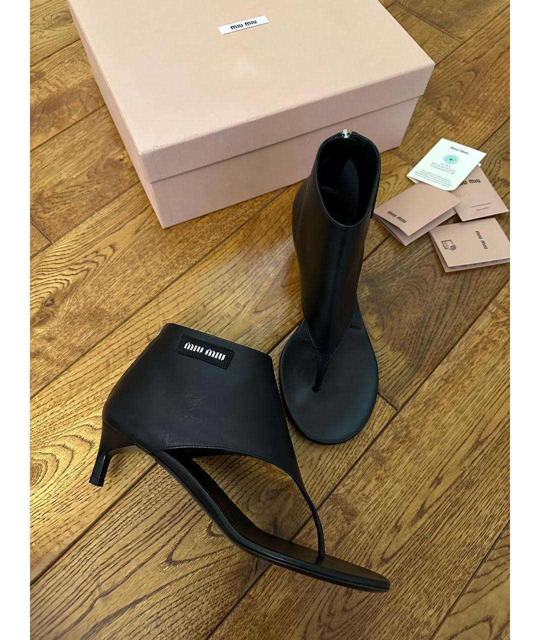 MIU MIU Черные кожаные босоножки, фото 9