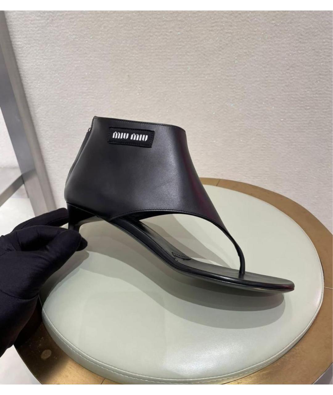 MIU MIU Черные кожаные босоножки, фото 8