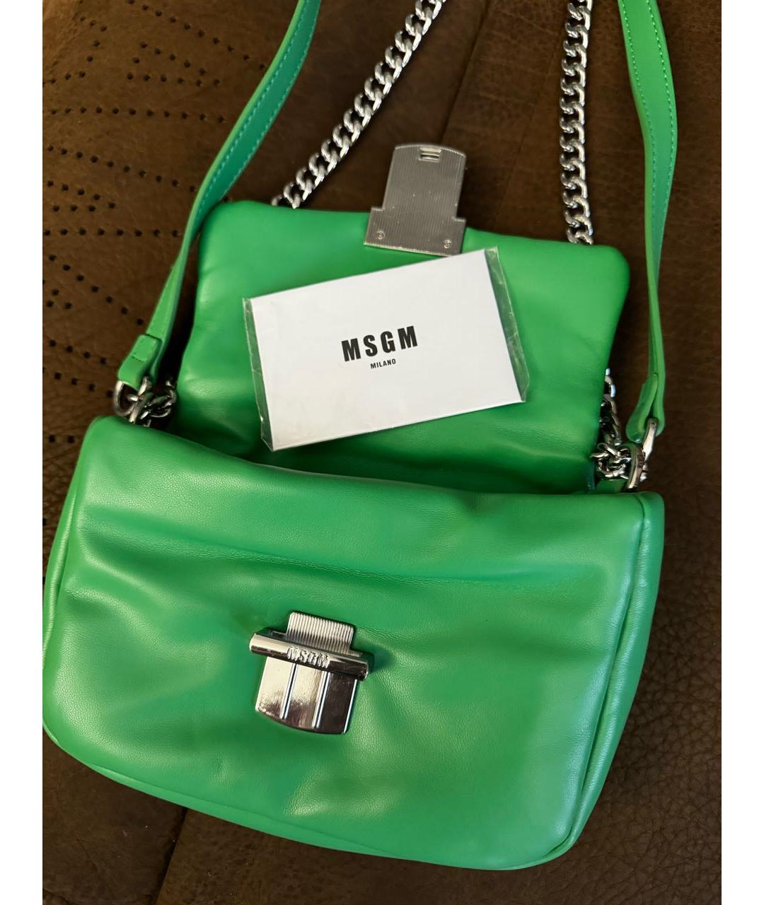 MSGM Зеленая сумка через плечо из искусственной кожи, фото 5