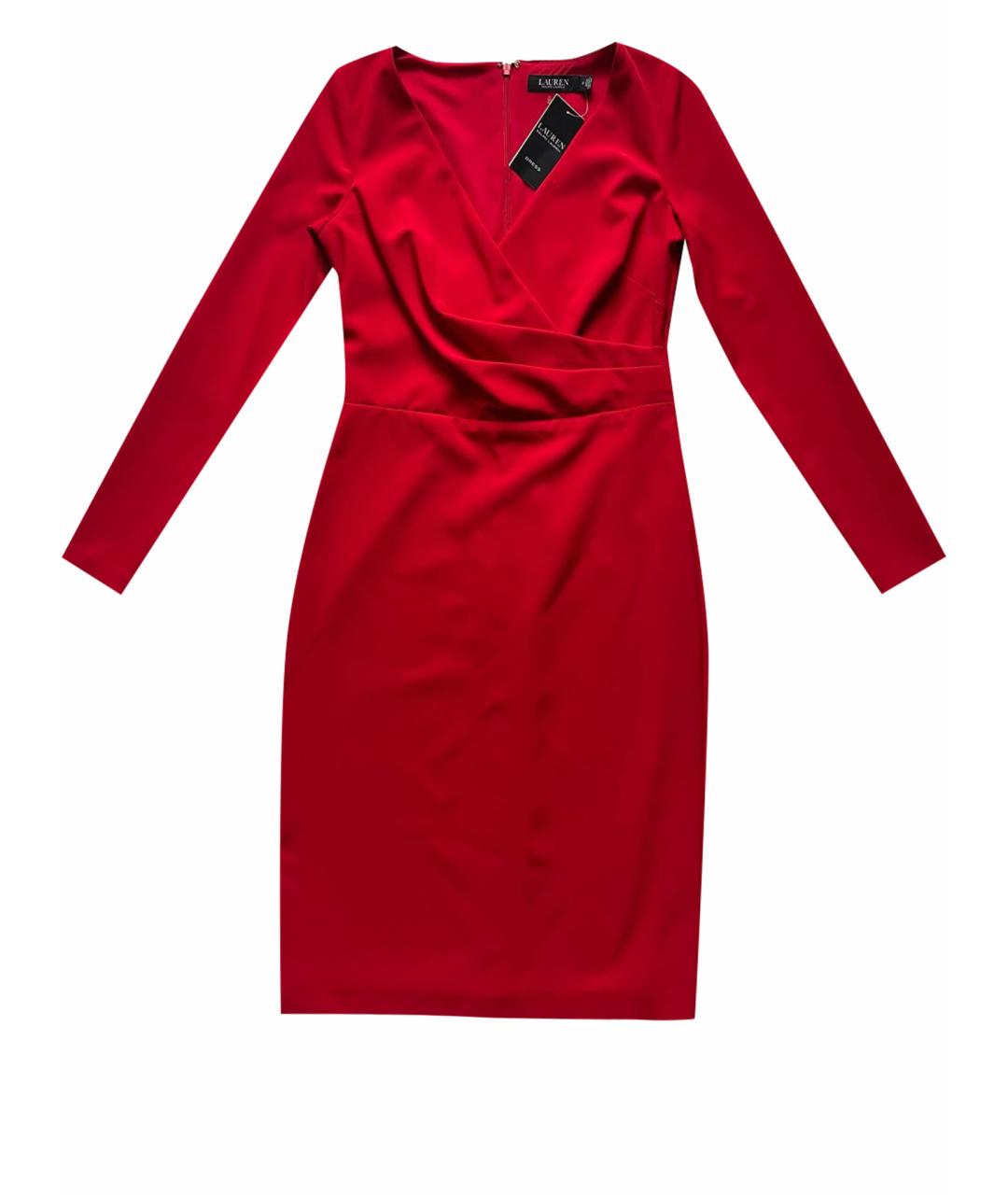 RALPH LAUREN Красное полиэстеровое коктейльное платье, фото 1