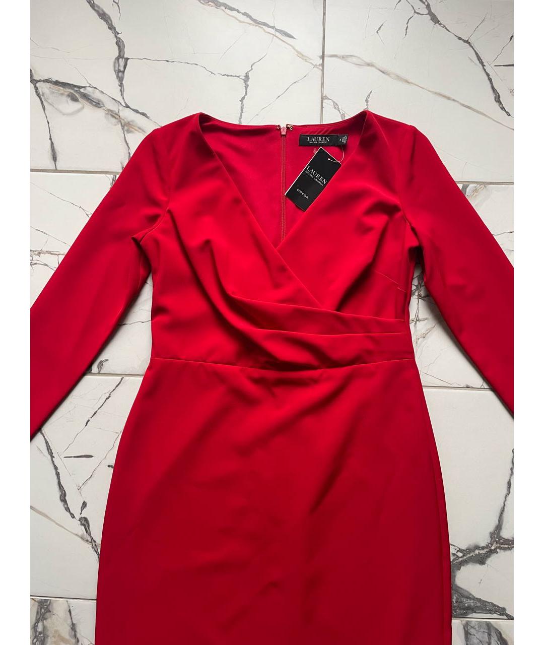 RALPH LAUREN Красное полиэстеровое коктейльное платье, фото 2