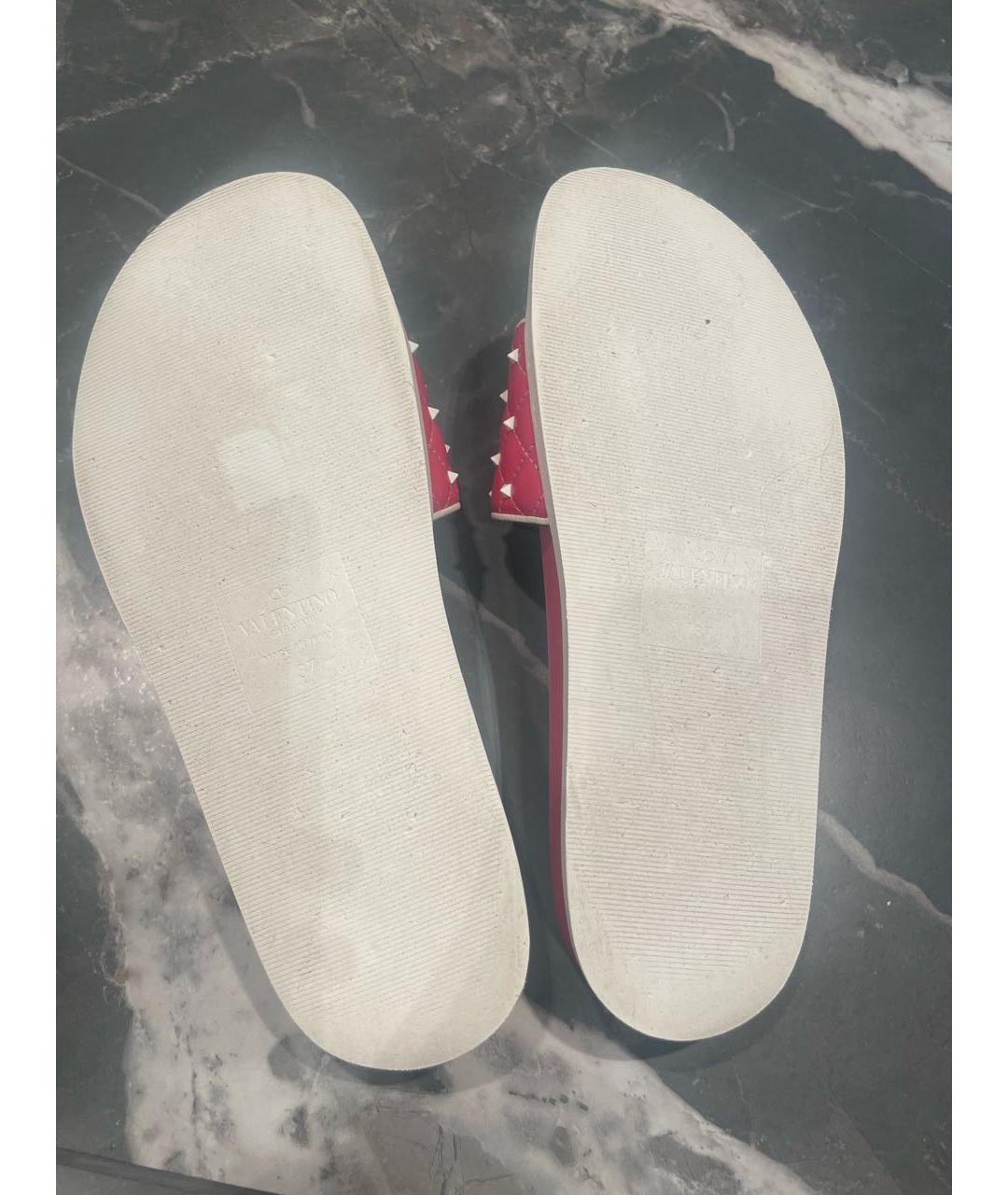 VALENTINO Розовые кожаные шлепанцы, фото 5