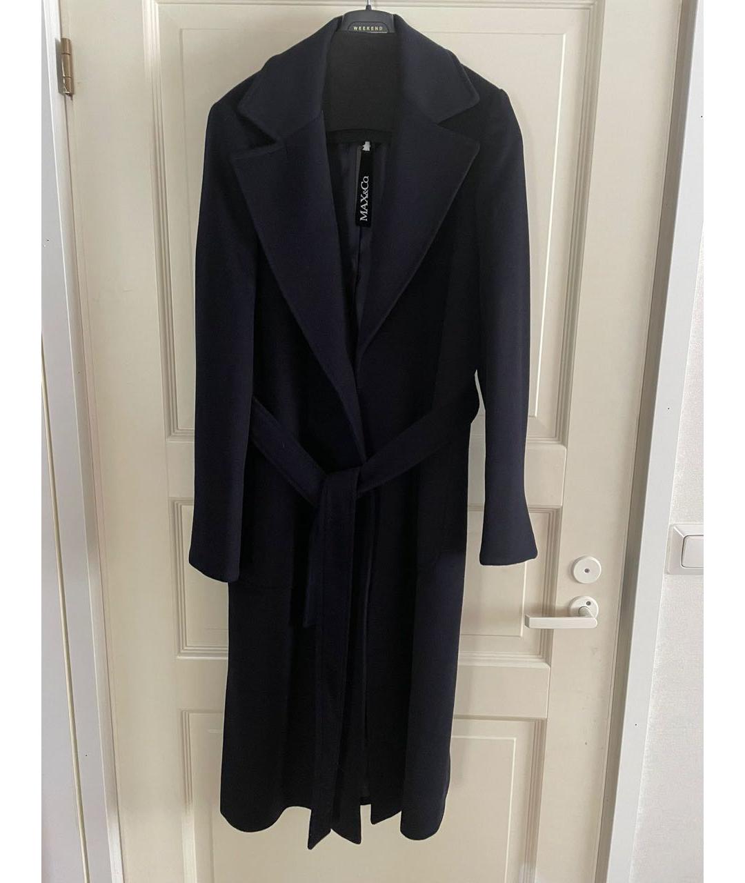MAX&CO Темно-синее шерстяное пальто, фото 6
