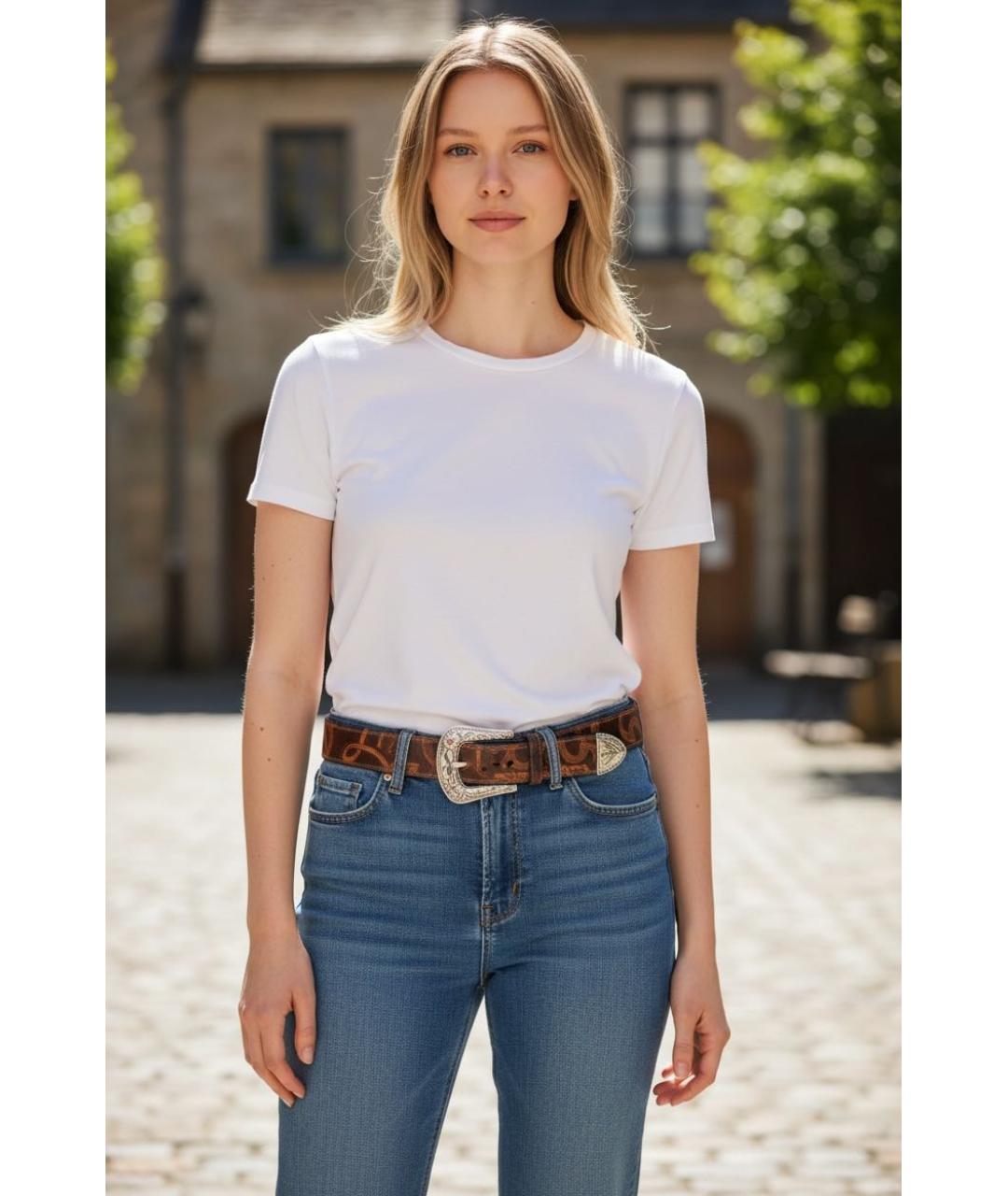 ROBERTO CAVALLI Коричневый кожаный ремень, фото 3