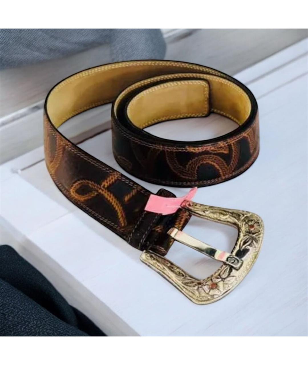 ROBERTO CAVALLI Коричневый кожаный ремень, фото 6