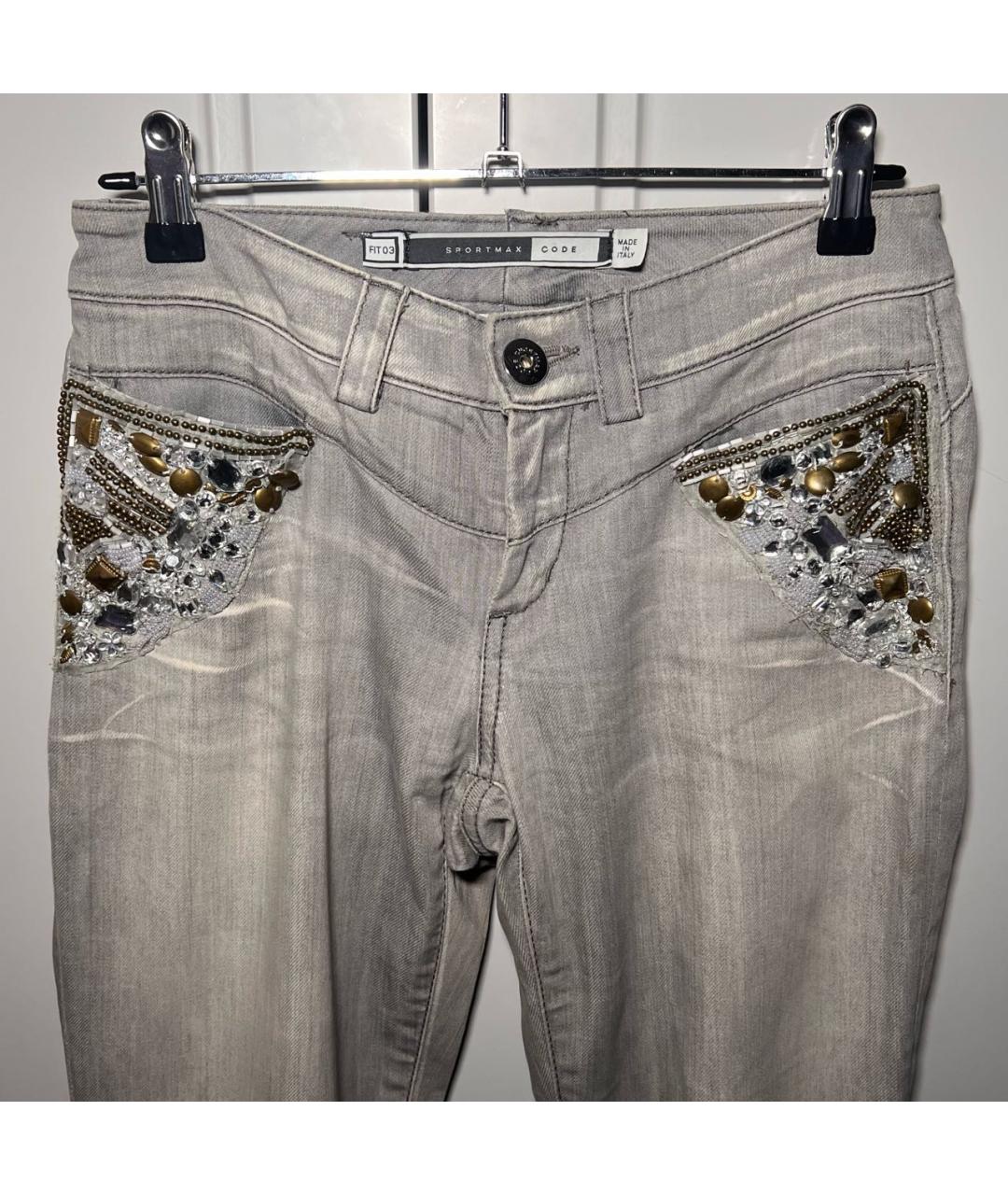 SPORT MAX CODE Серые хлопко-эластановые джинсы слим, фото 2