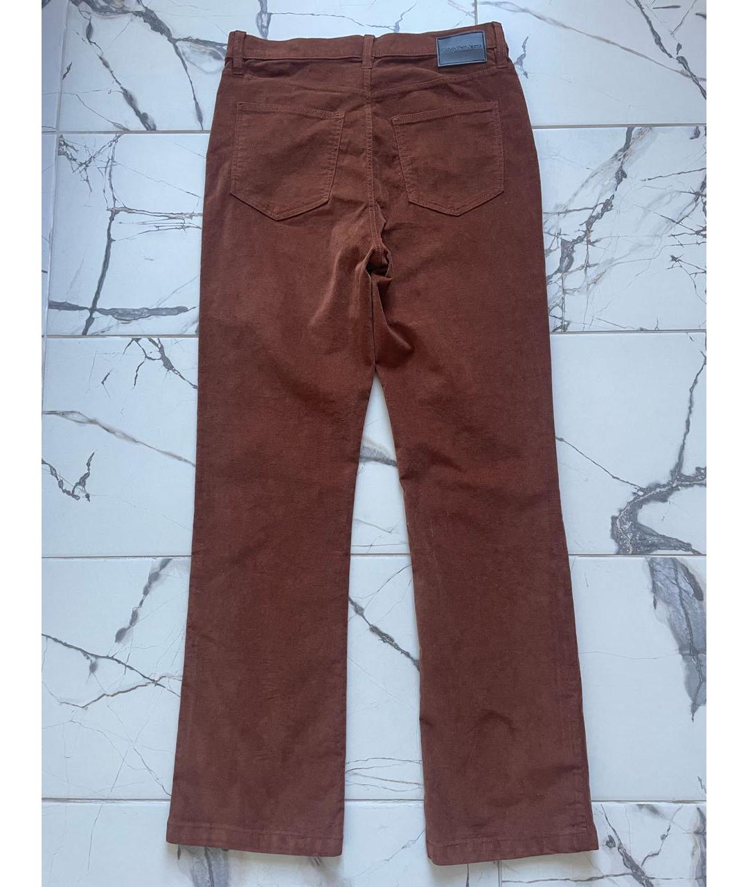 CALVIN KLEIN JEANS Коричневые хлопко-эластановые джинсы клеш, фото 7