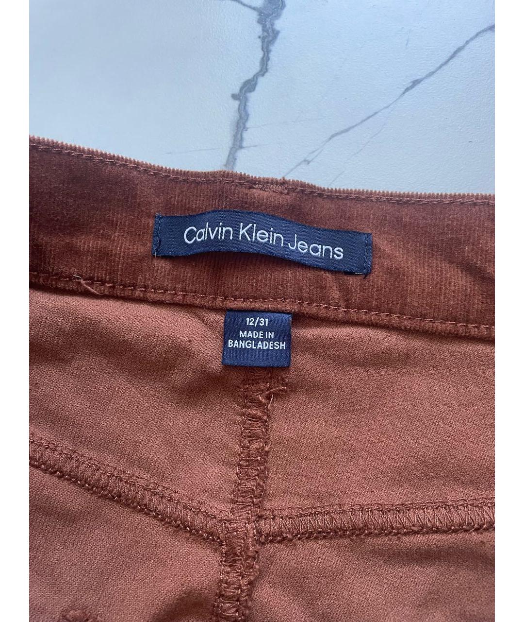 CALVIN KLEIN JEANS Коричневые хлопко-эластановые джинсы клеш, фото 5