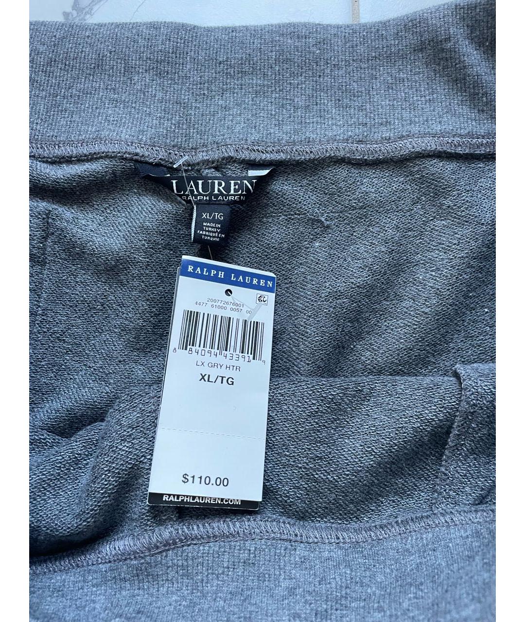 RALPH LAUREN Серые хлопковые спортивные брюки и шорты, фото 6