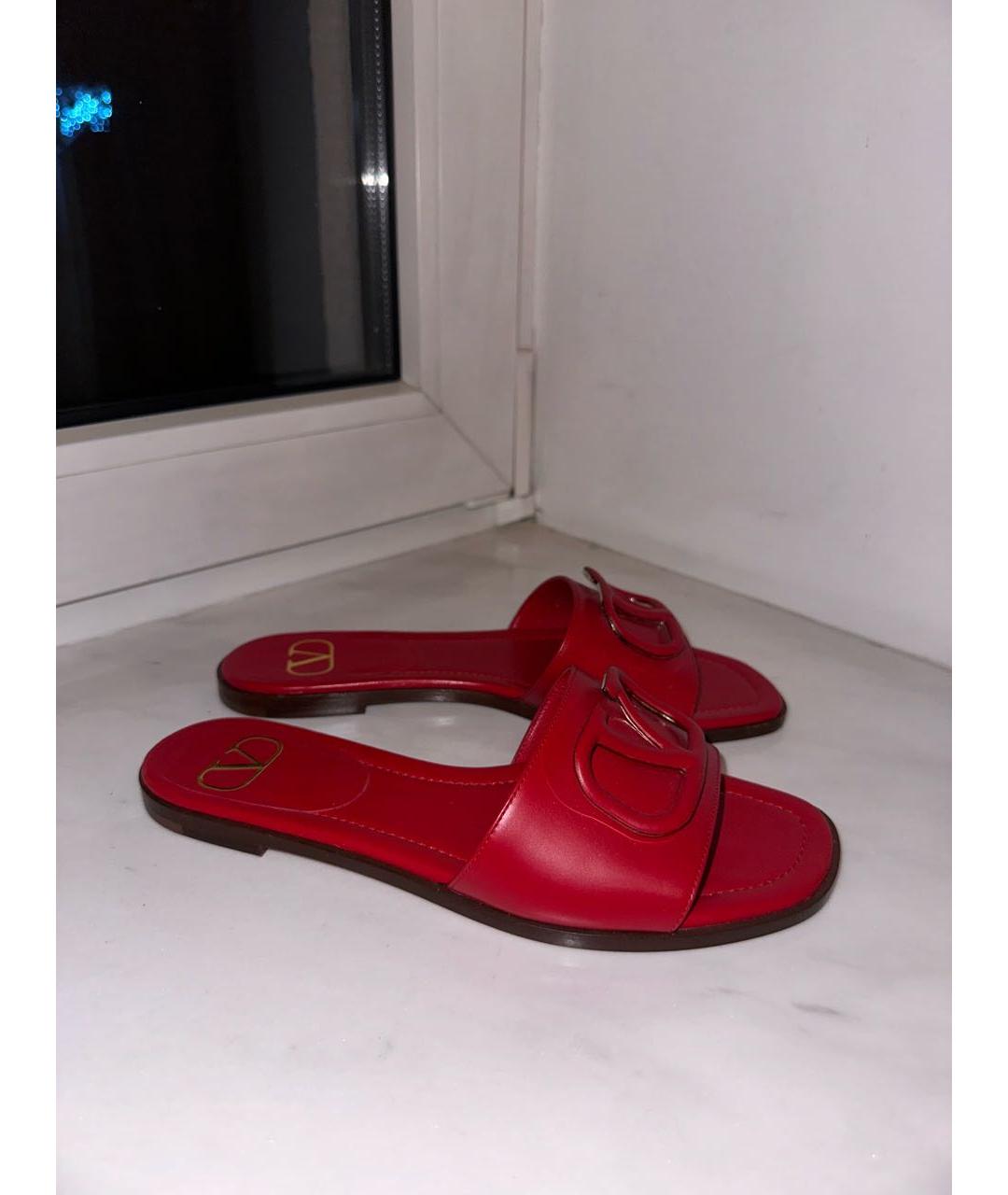 VALENTINO Красные кожаные шлепанцы, фото 8