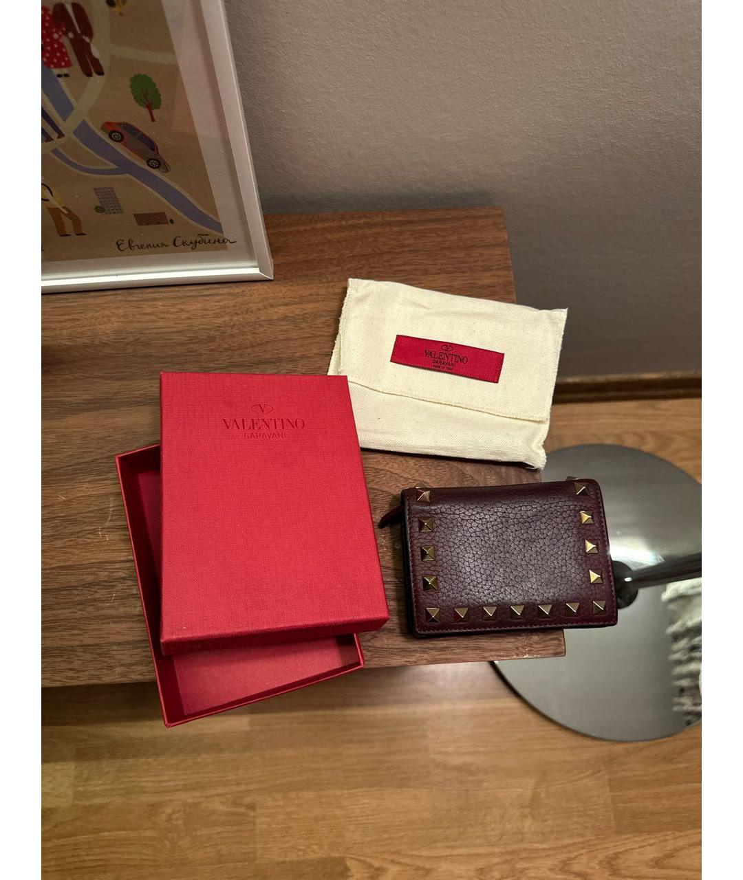 VALENTINO Бордовый кожаный кошелек, фото 5