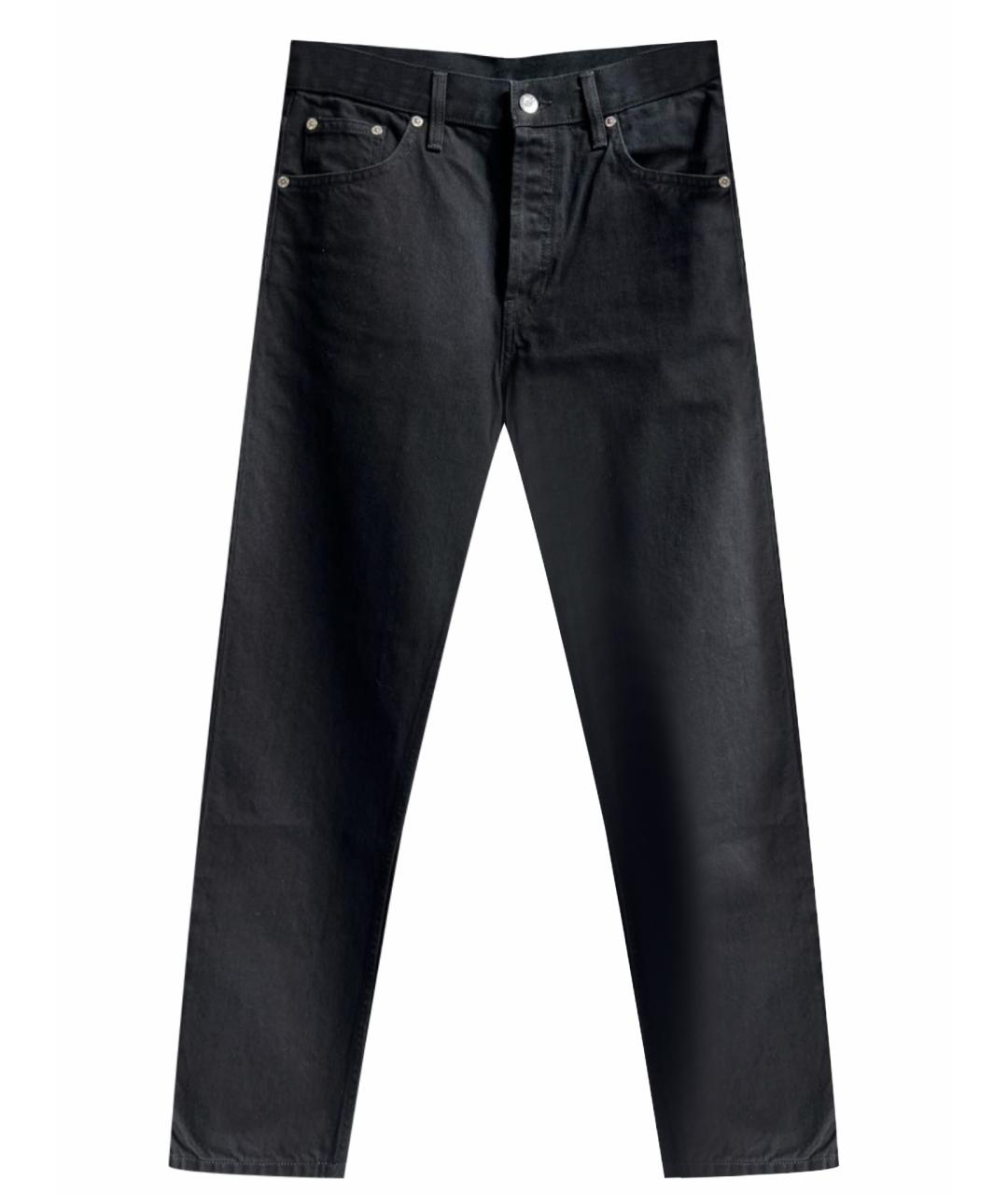 HELMUT LANG Черные хлопковые прямые джинсы, фото 1