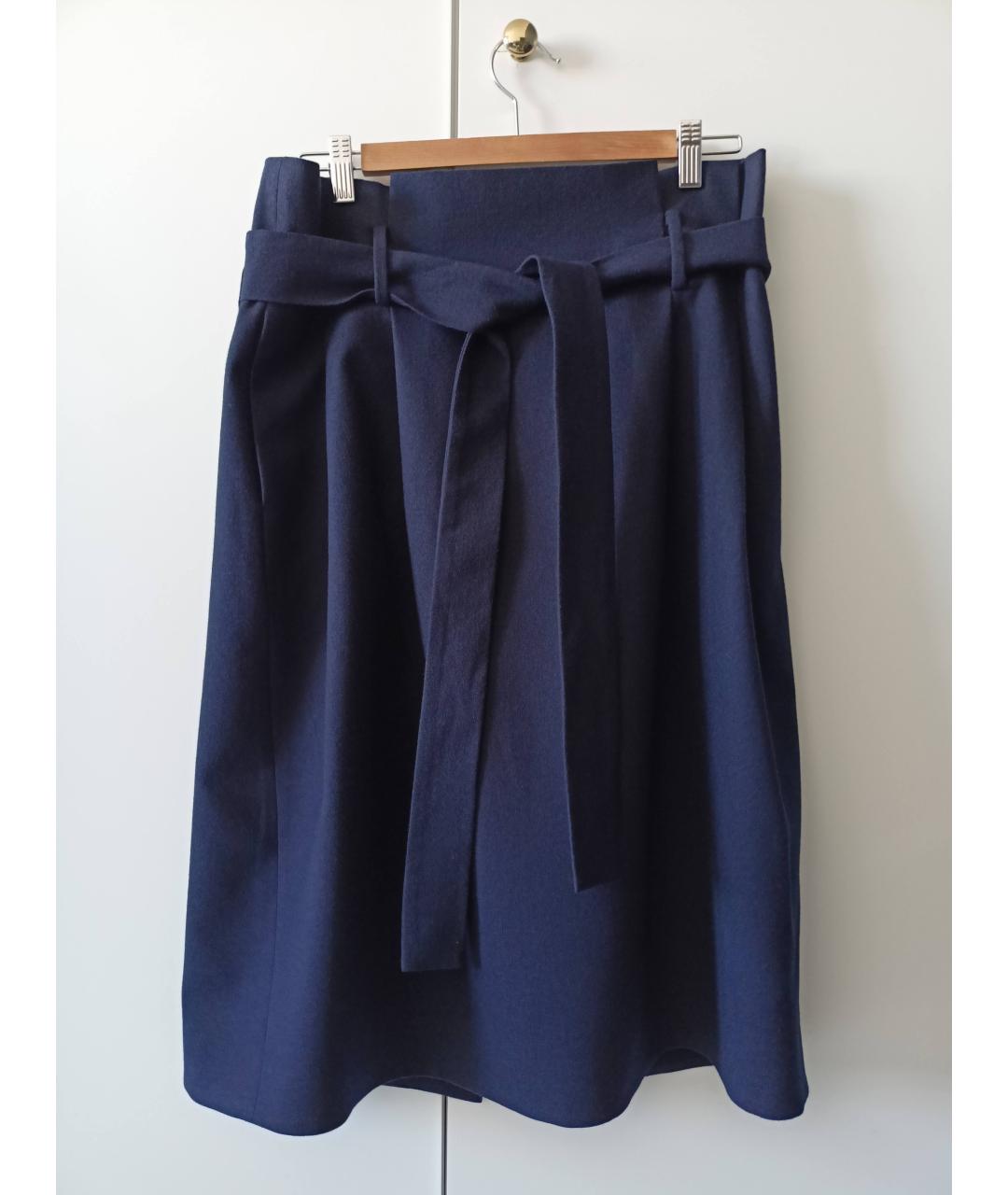 COS Темно-синяя шерстяная юбка миди, фото 7