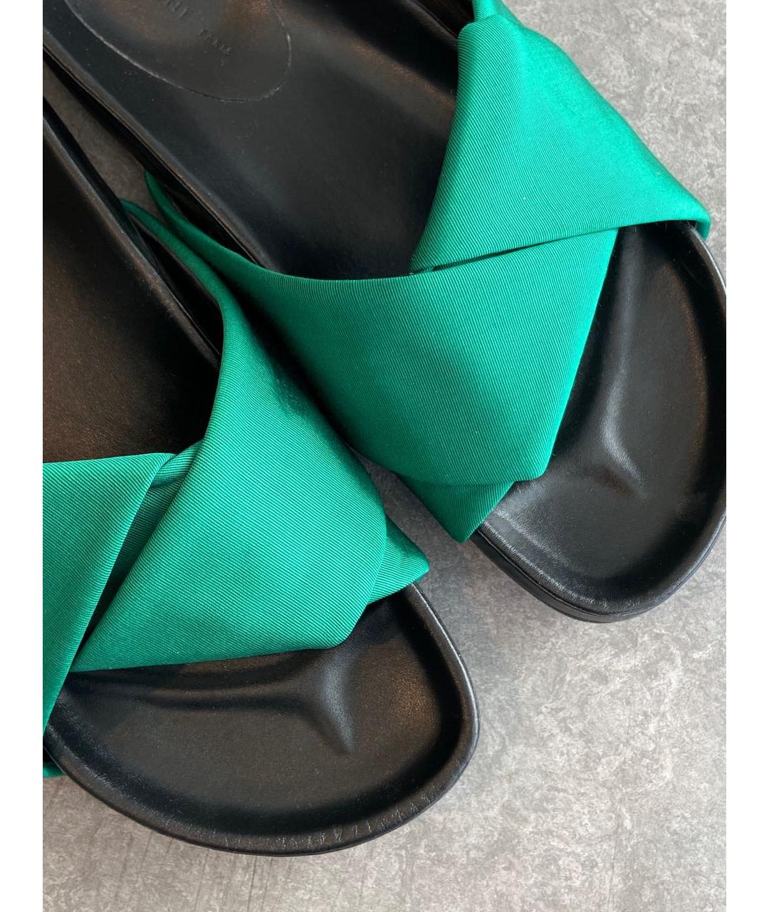 CELINE PRE-OWNED Зеленые кожаные шлепанцы, фото 6