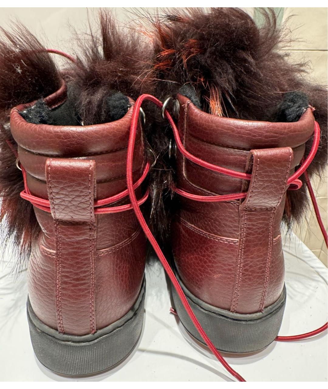 SANTONI Бордовые кожаные ботинки, фото 3