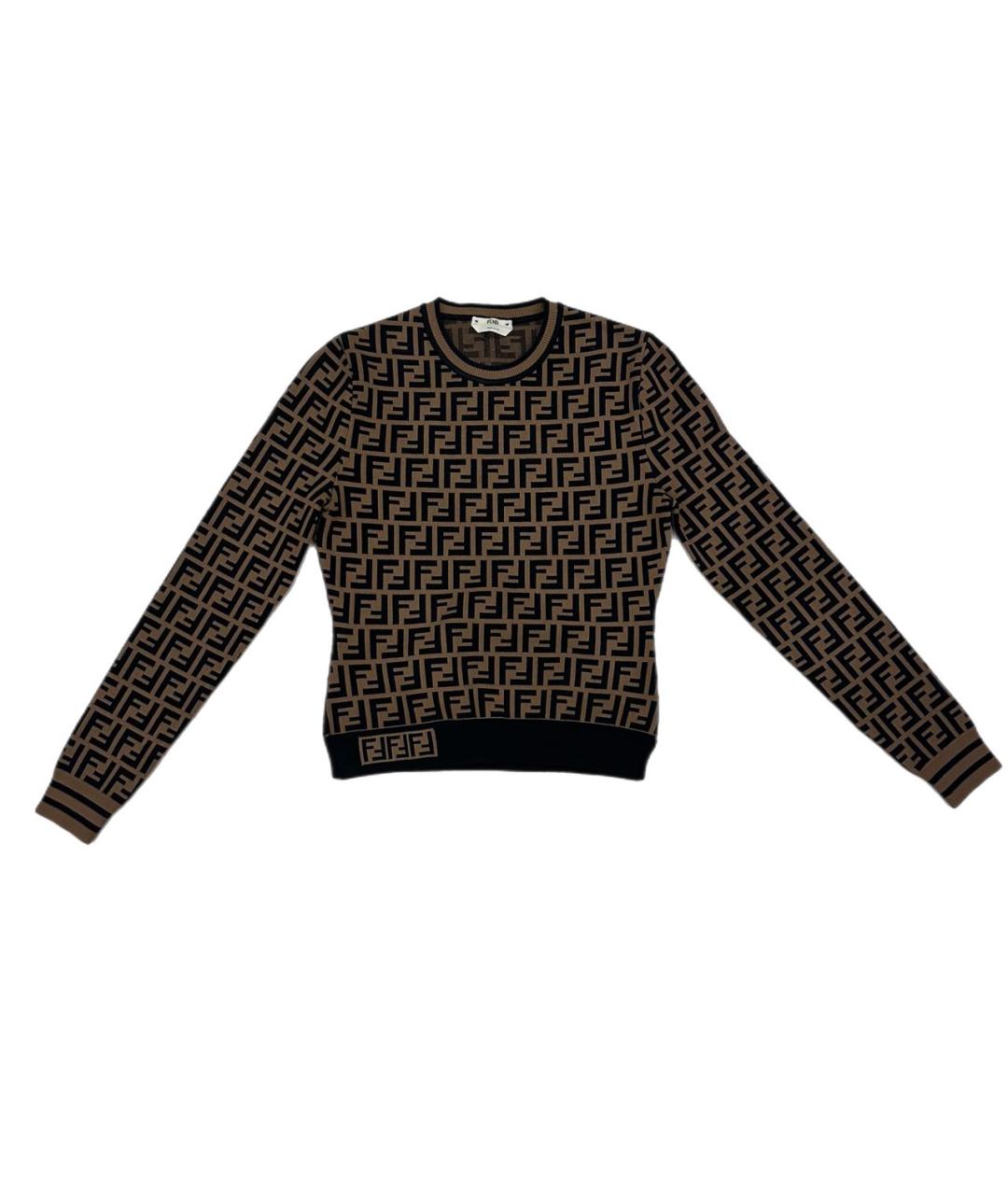 FENDI Коричневый вискозный джемпер / свитер, фото 1
