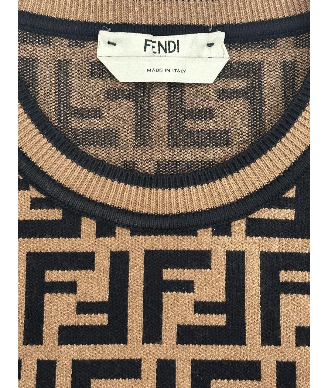 FENDI Коричневый вискозный джемпер / свитер, фото 4