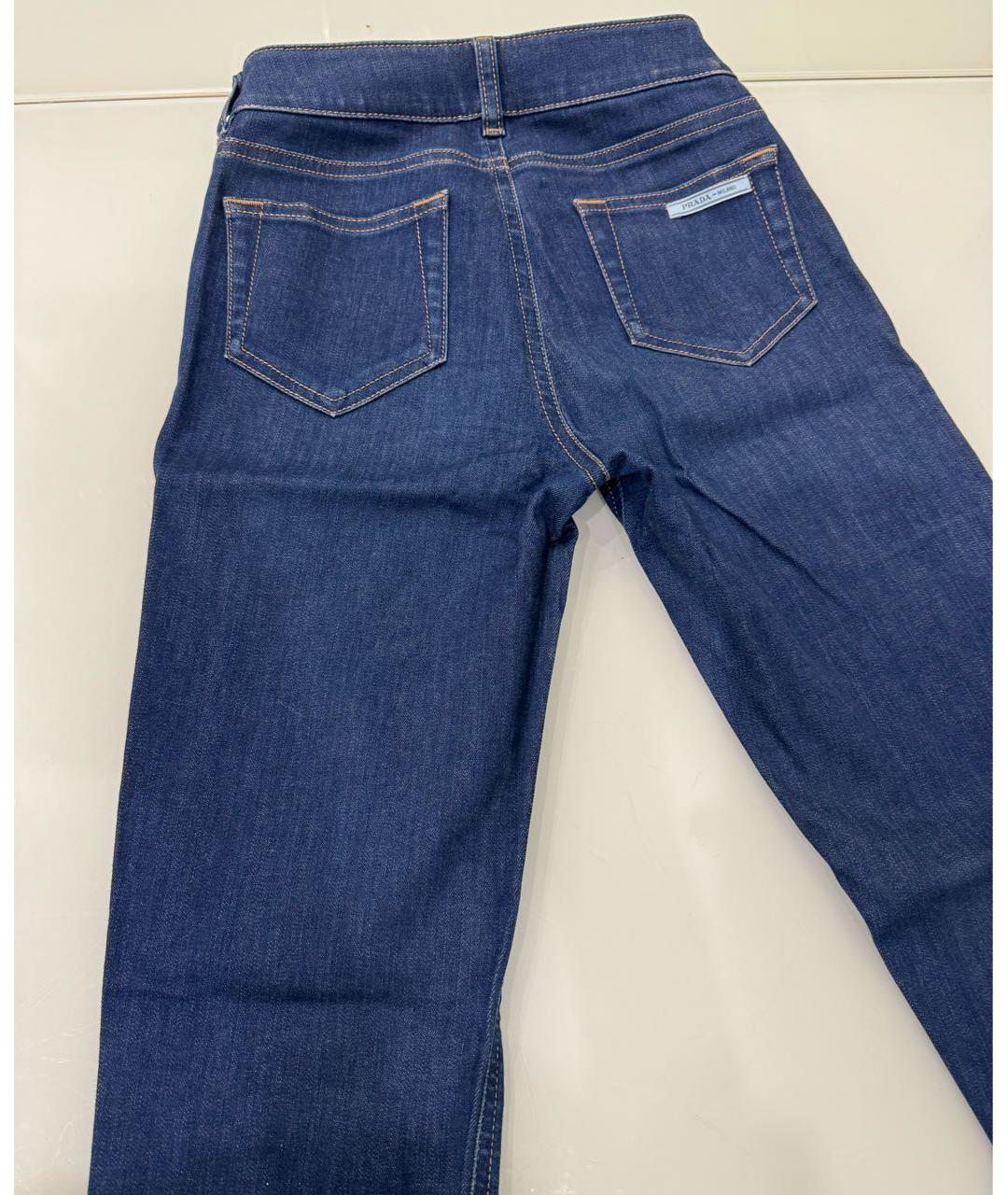 PRADA Синие хлопко-эластановые джинсы слим, фото 3