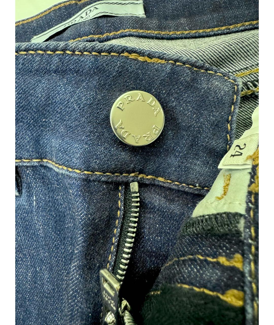 PRADA Синие хлопко-эластановые джинсы слим, фото 4
