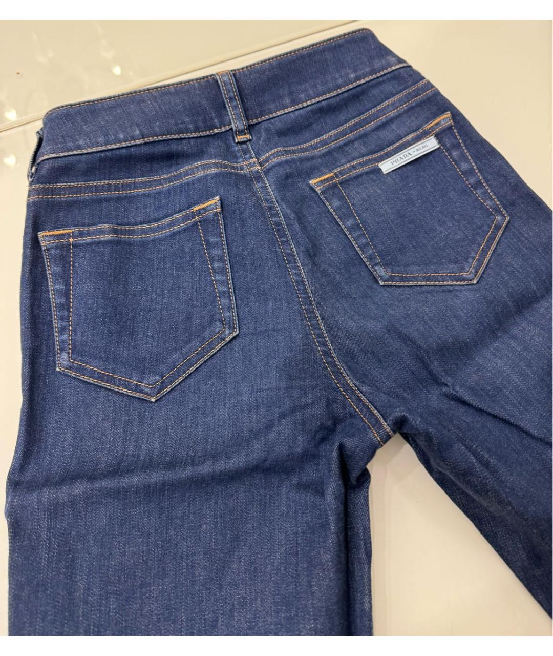 PRADA Синие хлопко-эластановые джинсы слим, фото 2