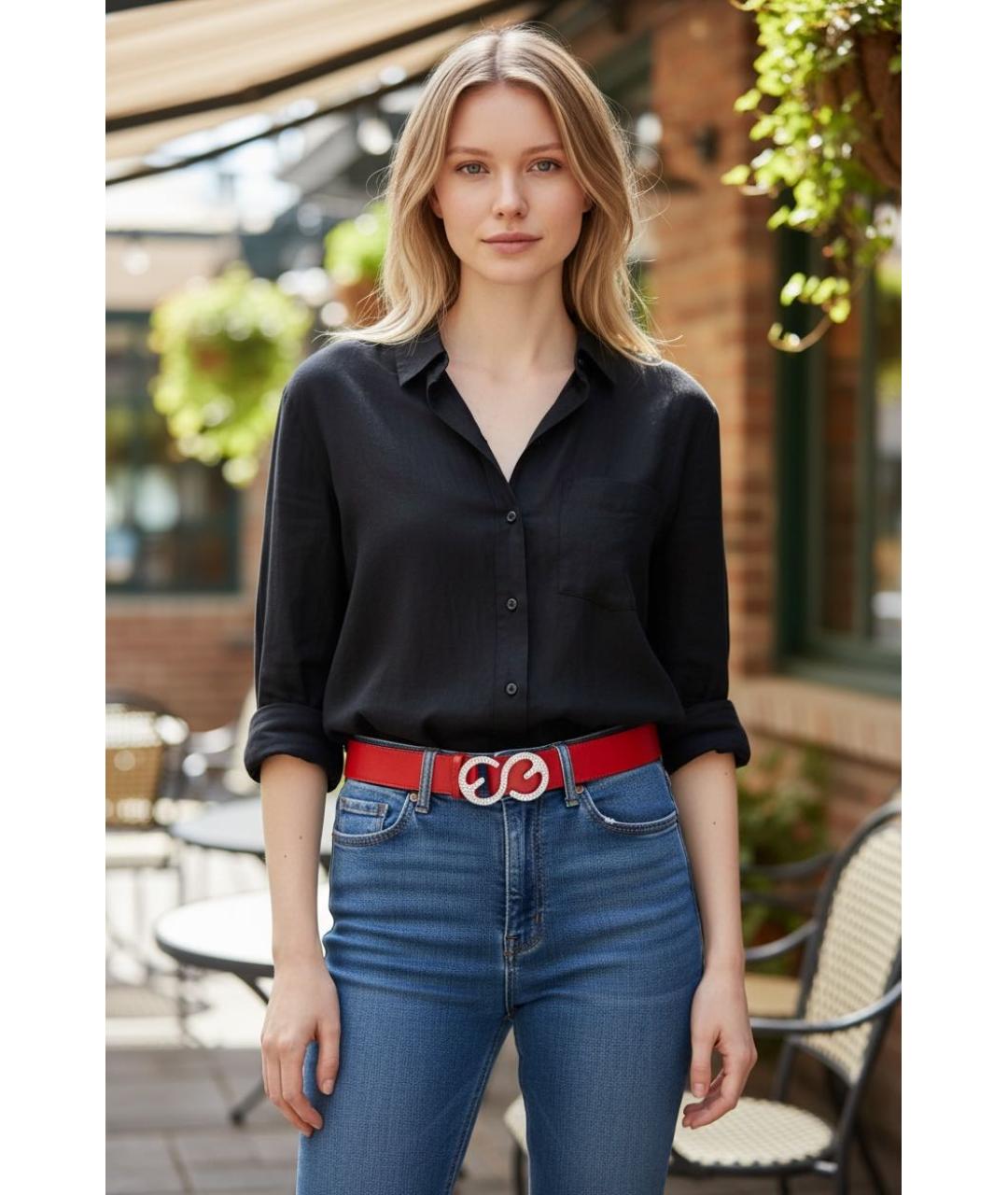 ESCADA Красный кожаный ремень, фото 6