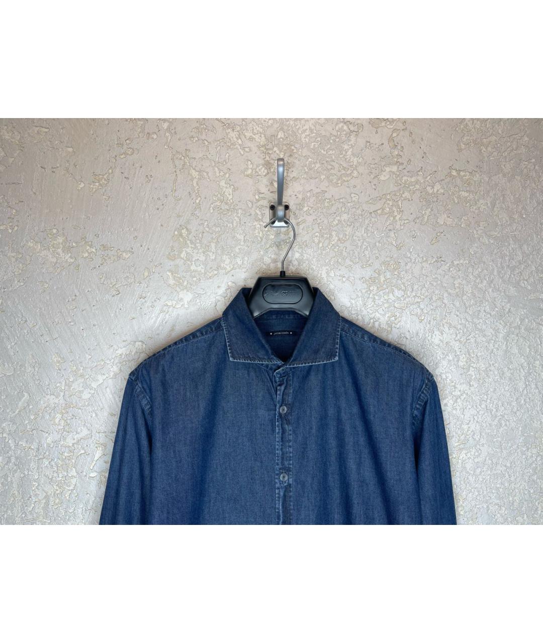JACOB COHEN Темно-синяя хлопковая кэжуал рубашка, фото 2