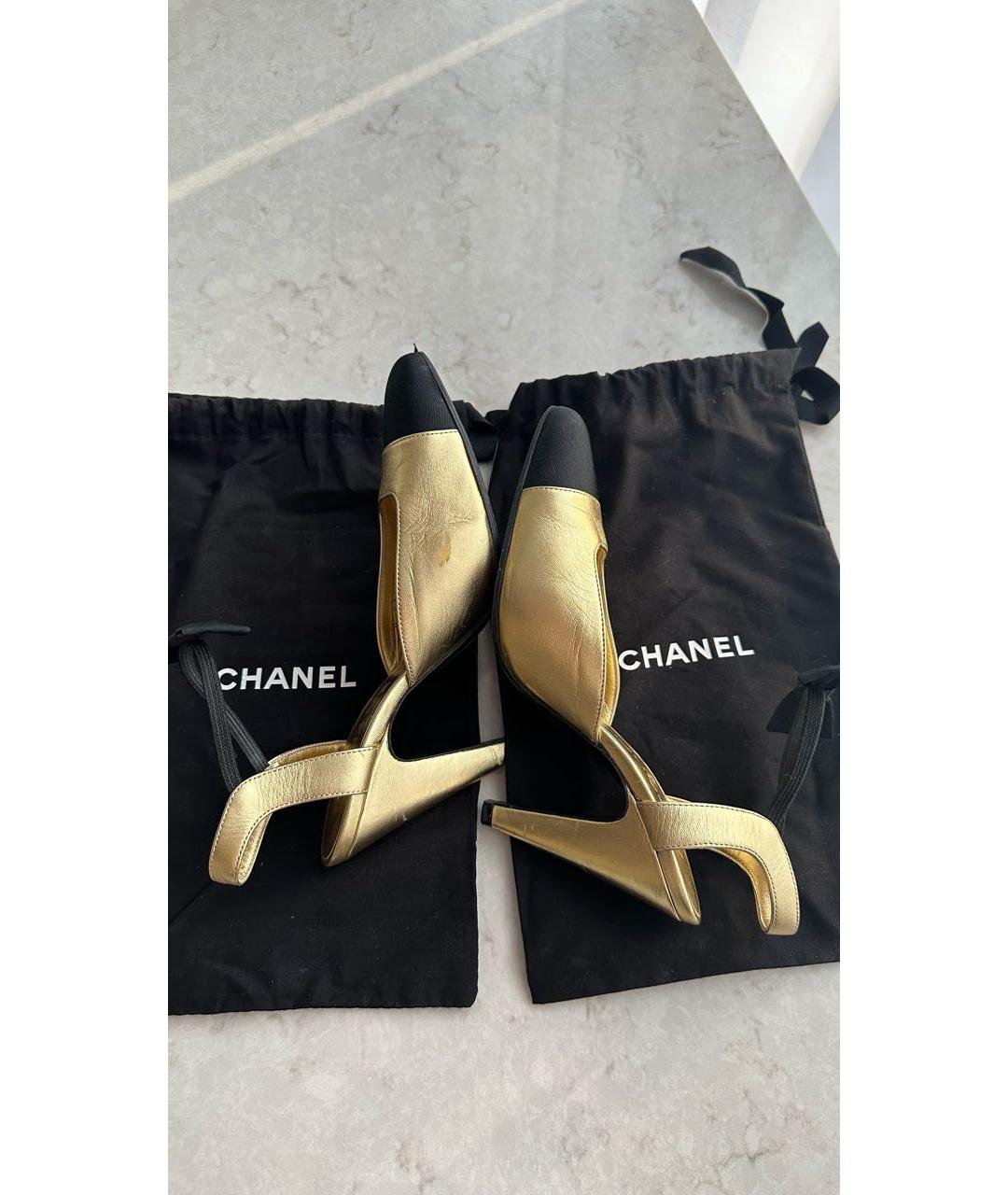 CHANEL PRE-OWNED Золотые туфли, фото 2