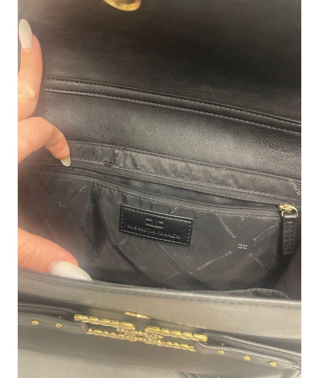 ELISABETTA FRANCHI Черная сумка через плечо из искусственной кожи, фото 6