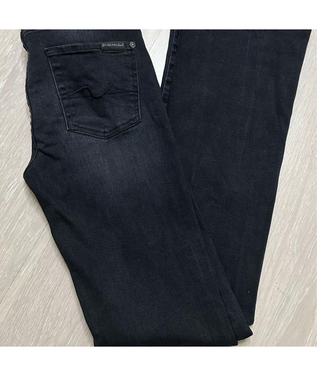 7 FOR ALL MANKIND Черные хлопко-эластановые джинсы клеш, фото 3
