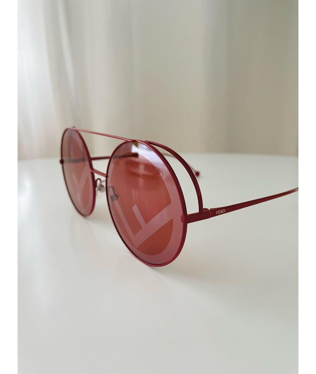 FENDI Красные металлические солнцезащитные очки, фото 6