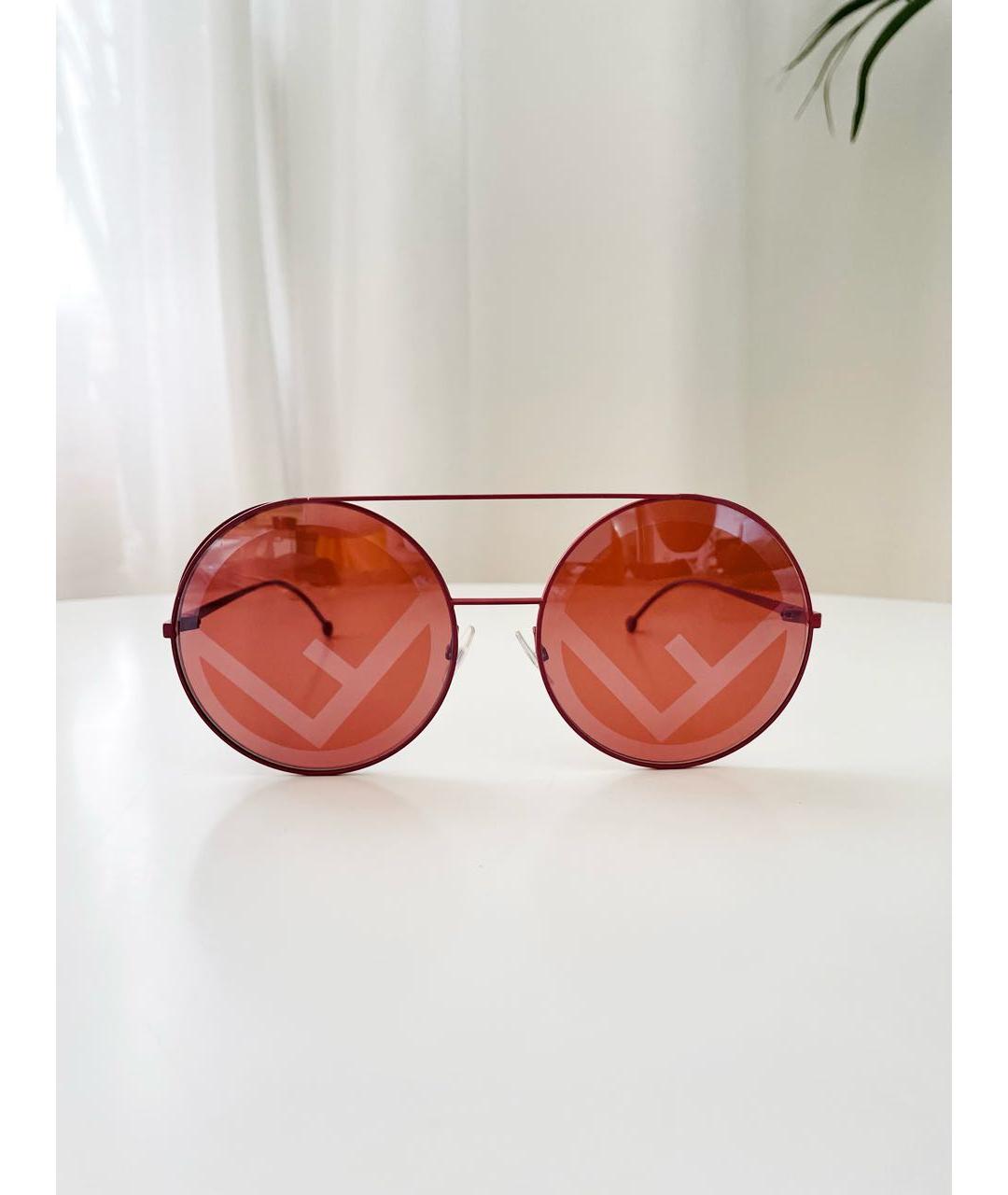 FENDI Красные металлические солнцезащитные очки, фото 7