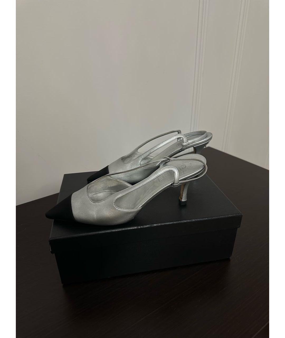 CHANEL Серебряные кожаные туфли, фото 5