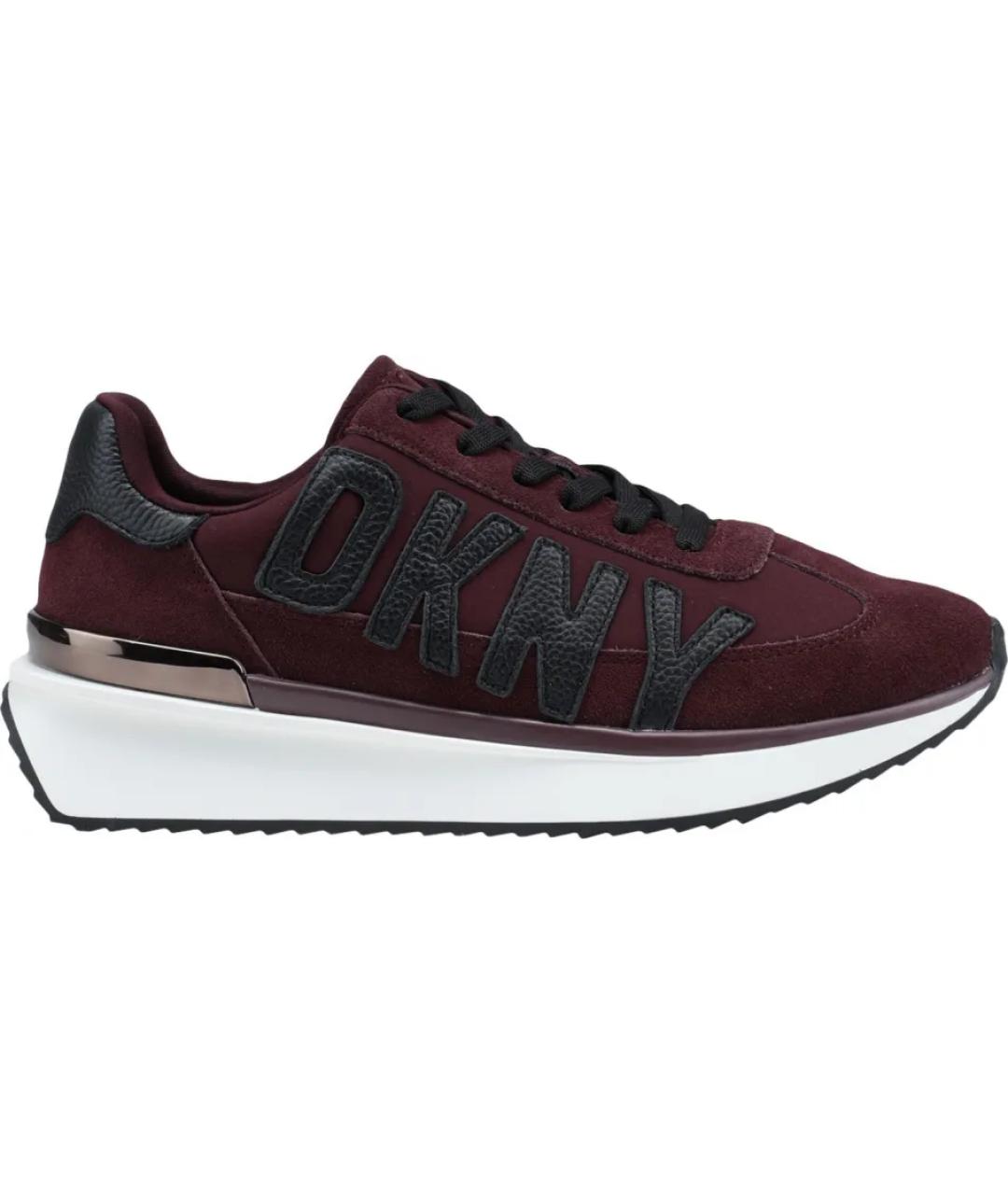 DKNY Бордовые кожаные кроссовки, фото 1