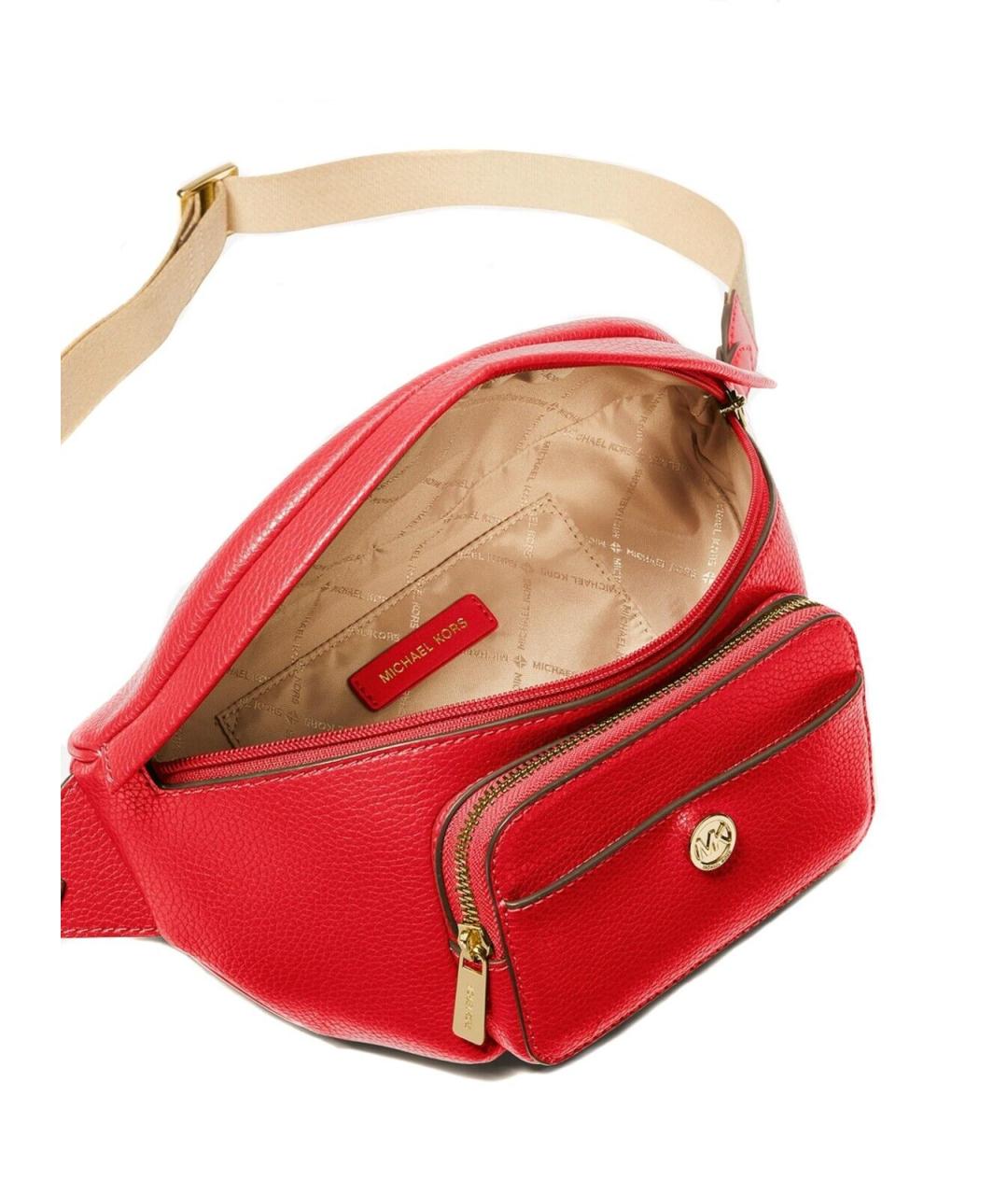 MICHAEL KORS Красная кожаная поясная сумка, фото 4