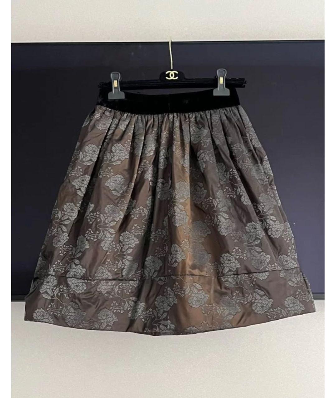 LOUIS VUITTON PRE-OWNED Коричневая шелковая юбка миди, фото 7