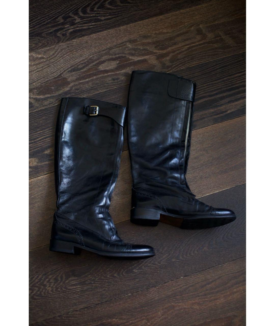 BURBERRY Черные кожаные сапоги, фото 2