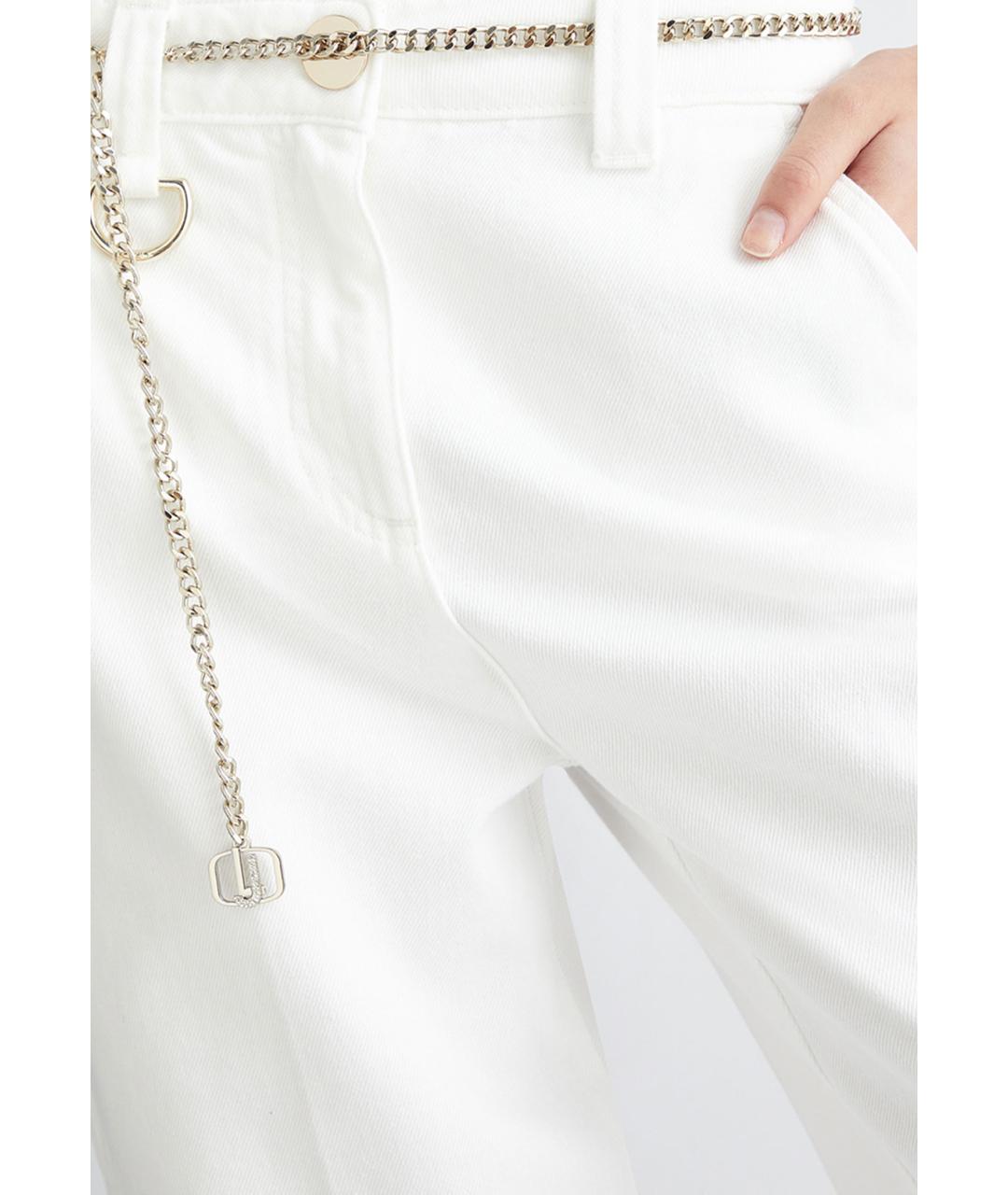 LIU JO Белые хлопковые прямые джинсы, фото 4