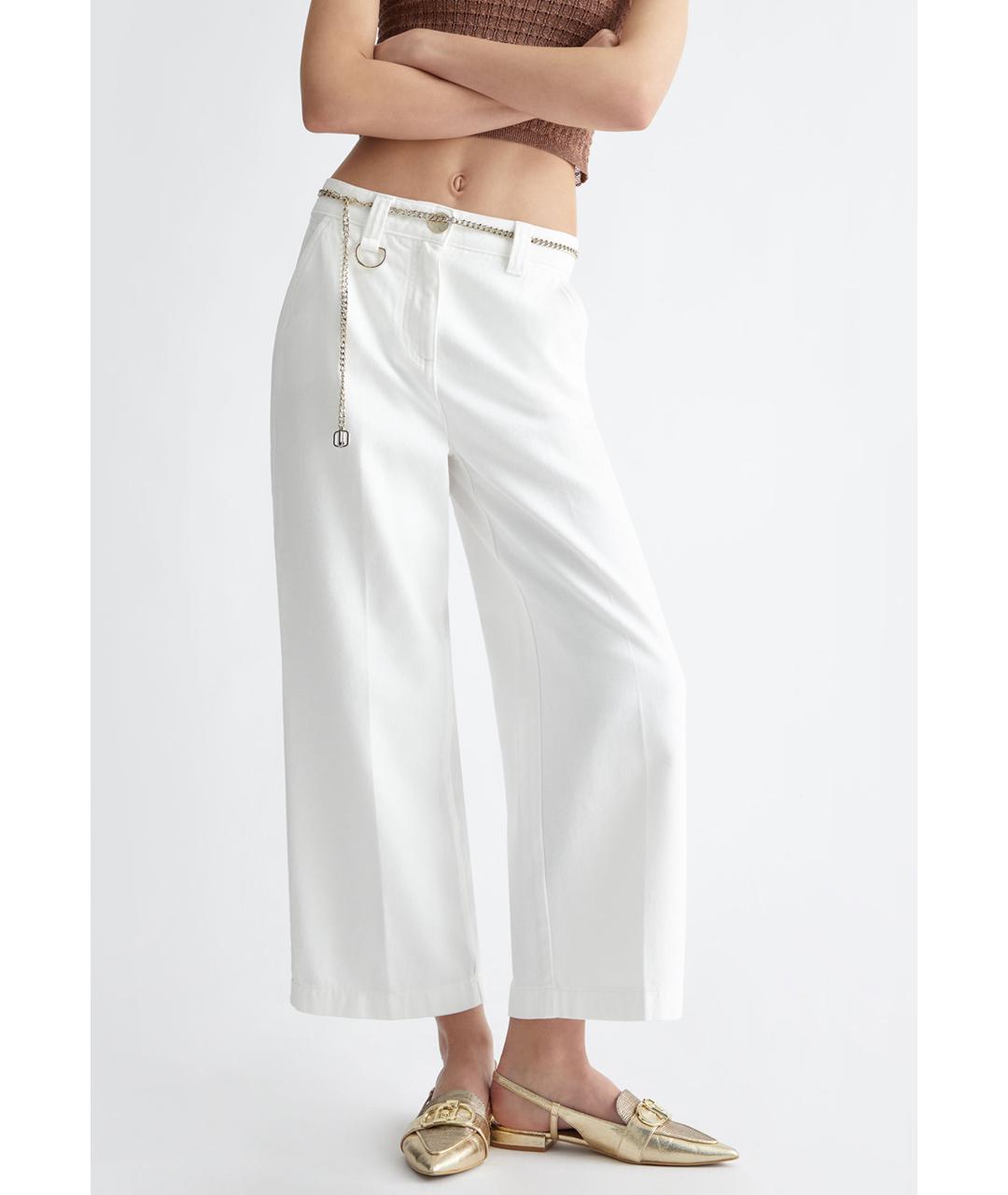 LIU JO Белые хлопковые прямые джинсы, фото 5