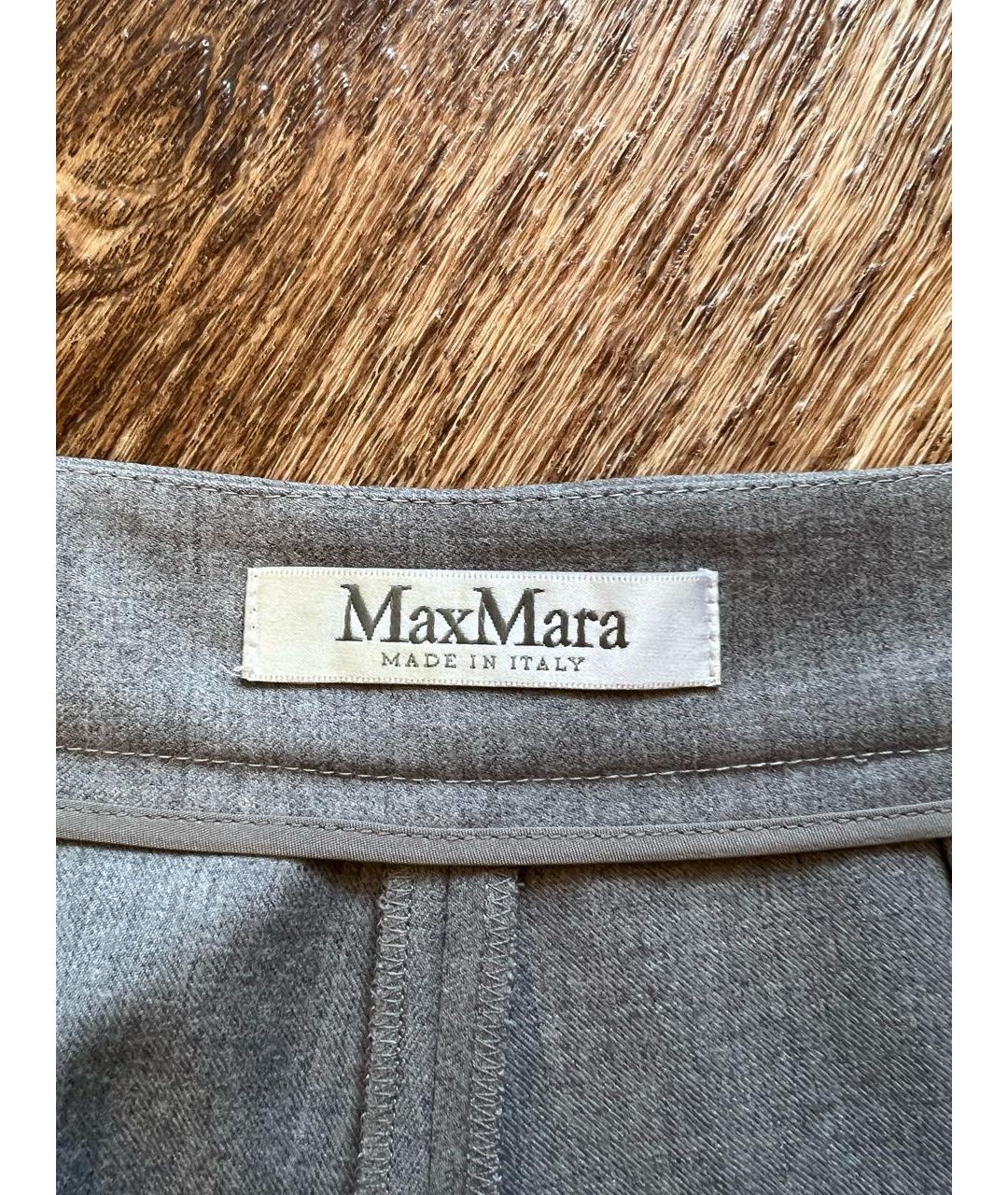 MAX MARA Серые шерстяные прямые брюки, фото 4
