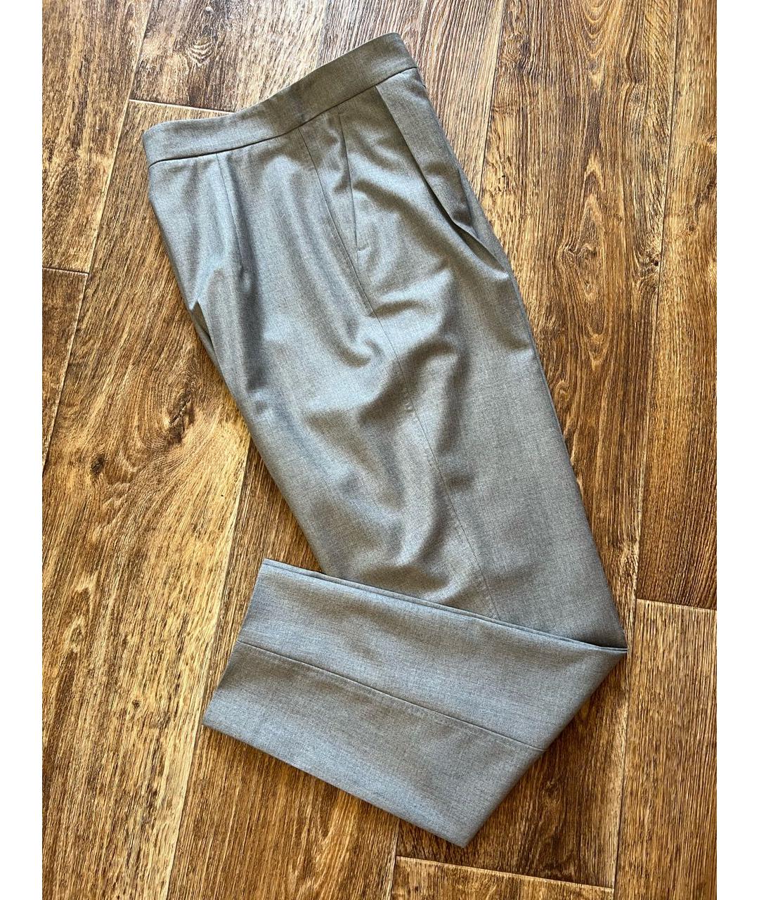 MAX MARA Серые шерстяные прямые брюки, фото 6