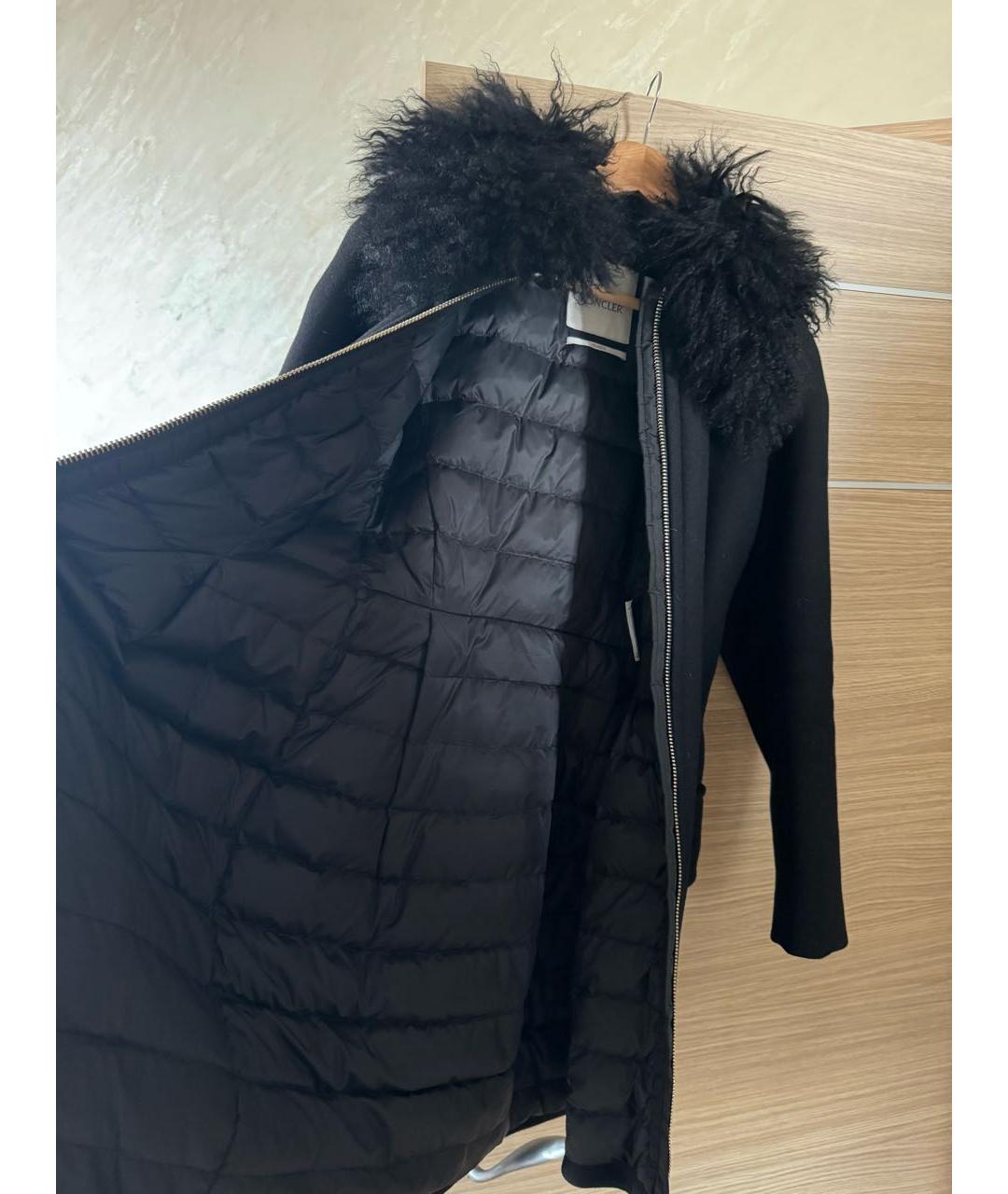 MONCLER Черное шерстяное пальто, фото 3