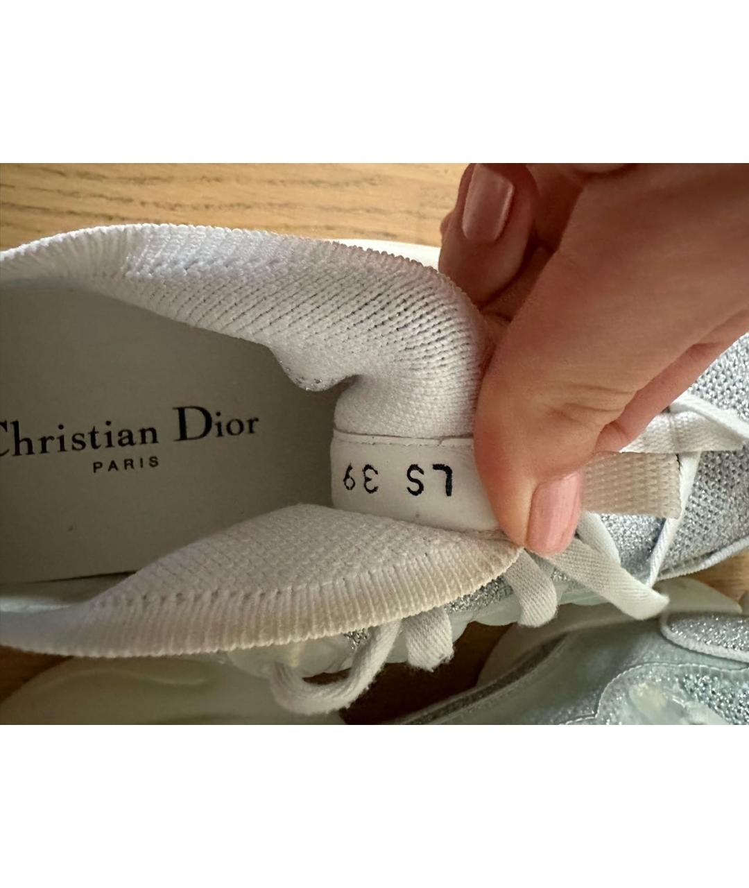 CHRISTIAN DIOR PRE-OWNED Серебряные текстильные кроссовки, фото 3