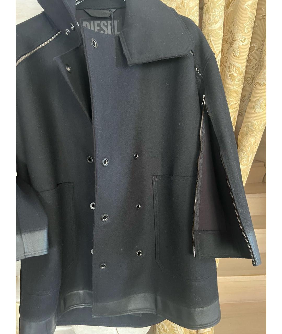 DIESEL Черное шерстяное пальто, фото 4