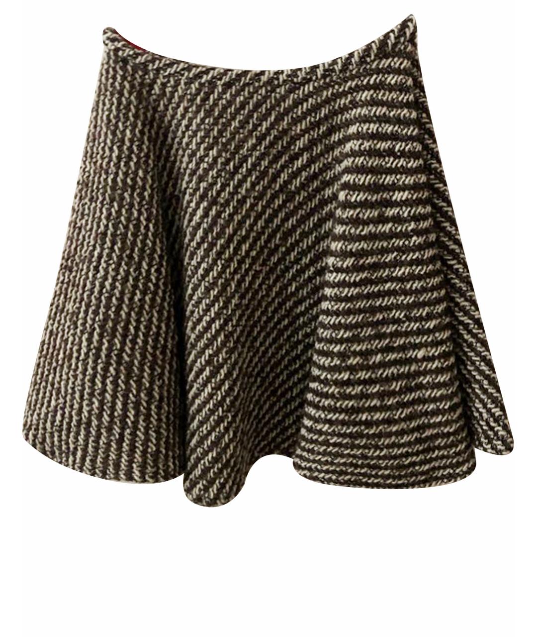 KENZO Серая шерстяная юбка мини, фото 1
