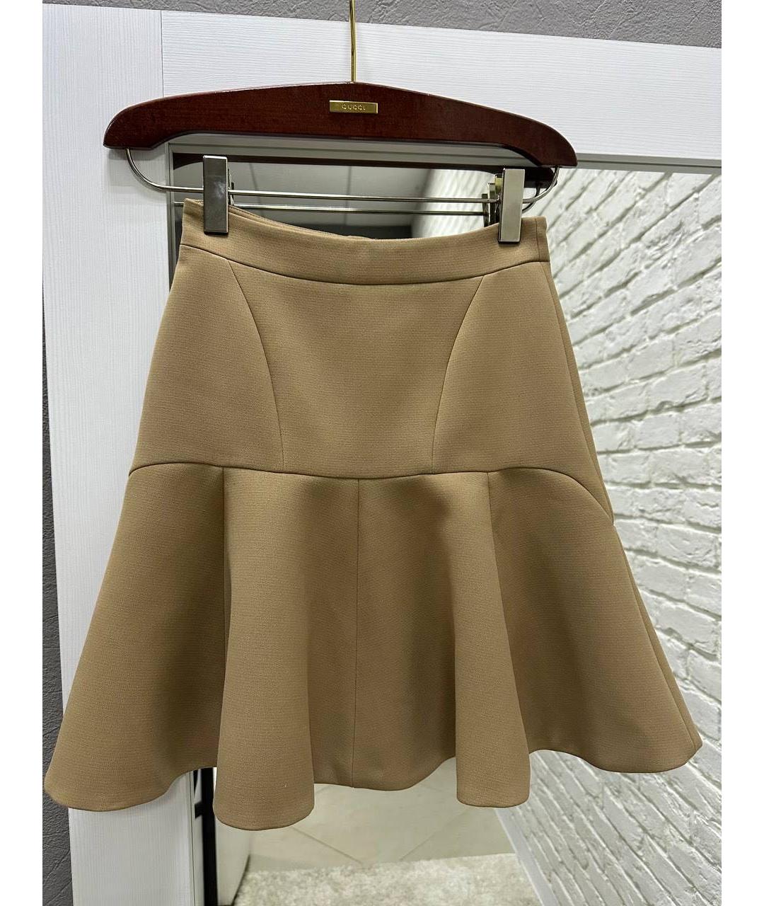 NO. 21 Бежевая полиэстеровая юбка мини, фото 6