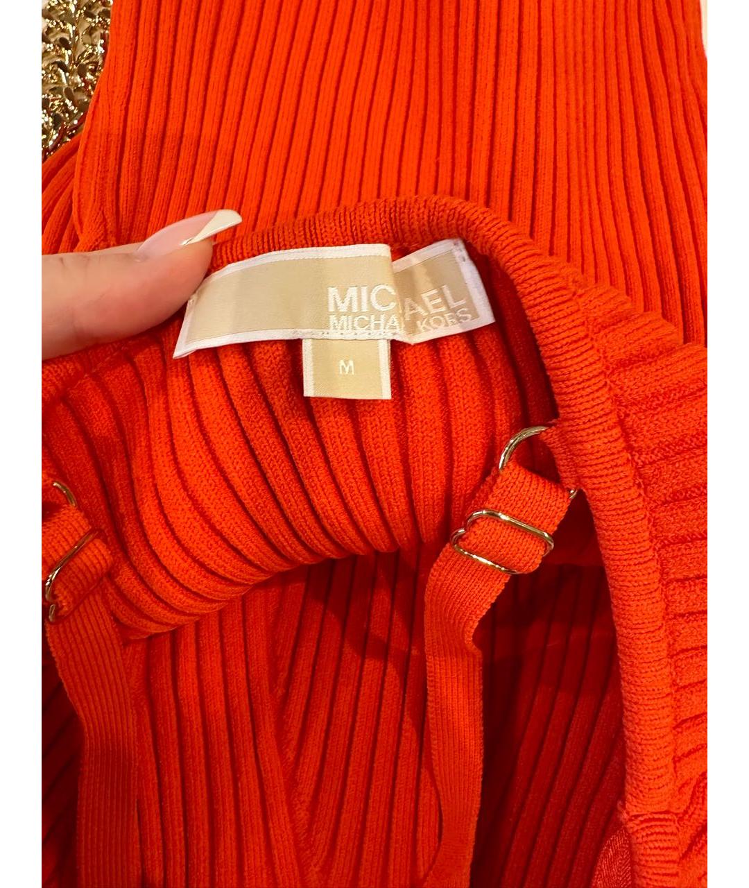 MICHAEL KORS Оранжевое вискозное коктейльное платье, фото 4