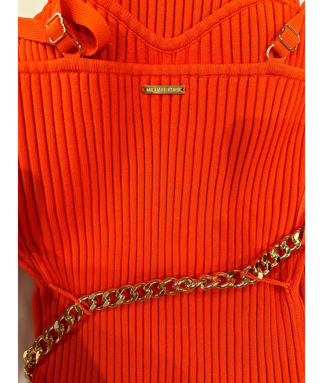 MICHAEL KORS Оранжевое вискозное коктейльное платье, фото 3